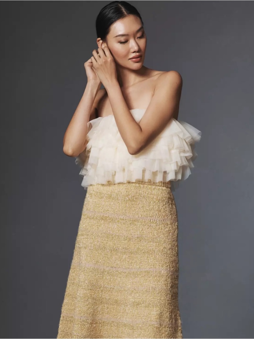 Sunday in Brooklyn Cream Ruffled Crop Top